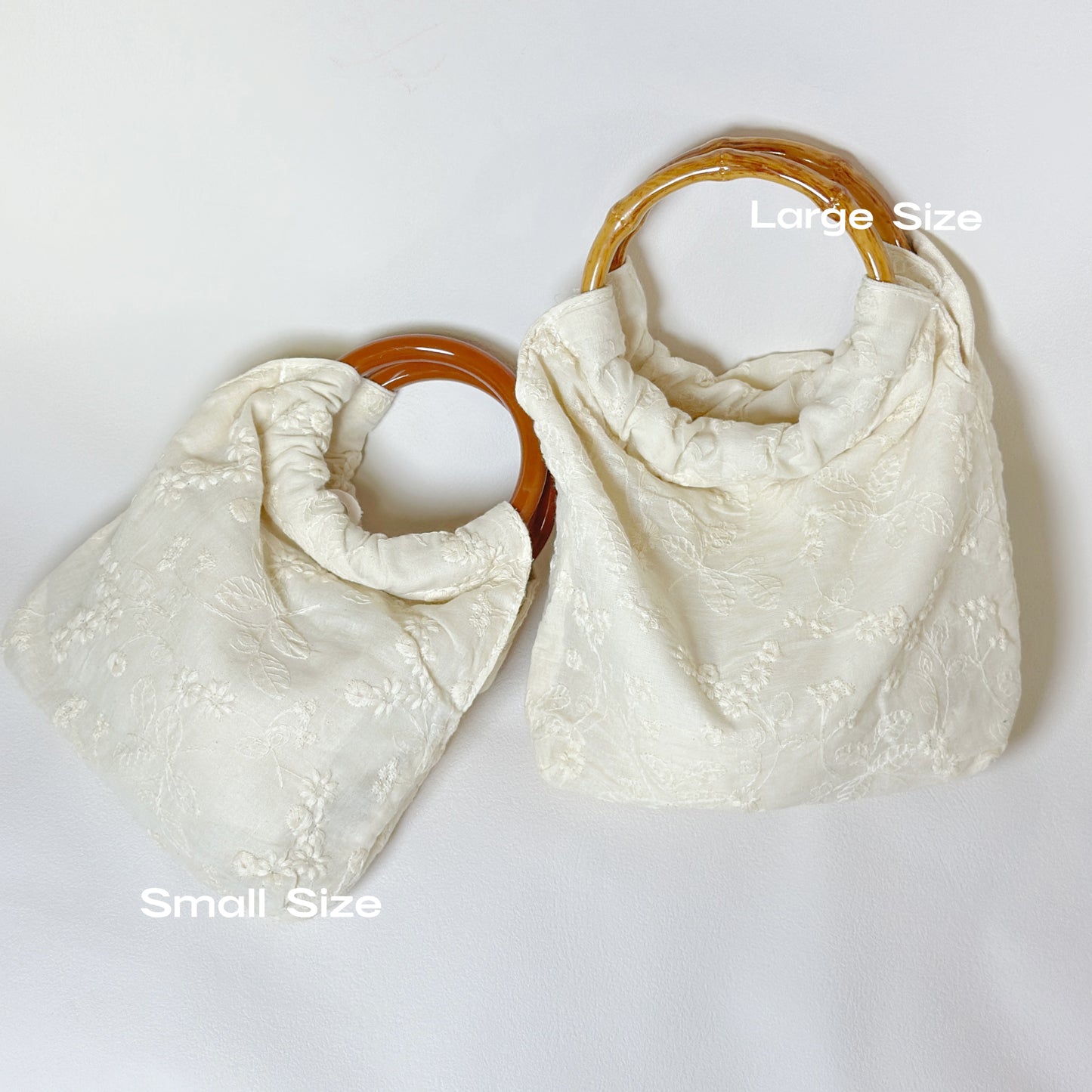 Embroidered Bamboo Handle Mini Tote