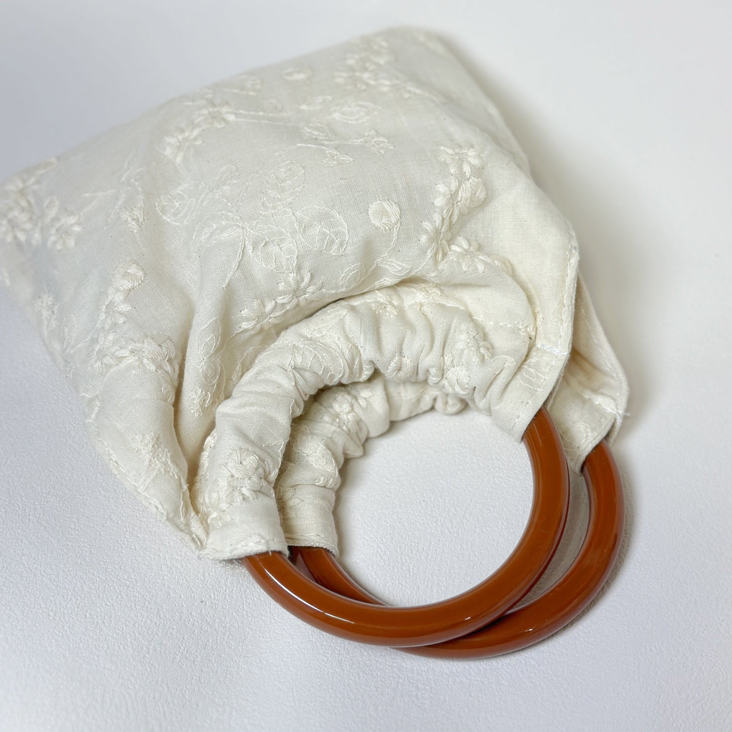 Embroidered Bamboo Handle Mini Tote